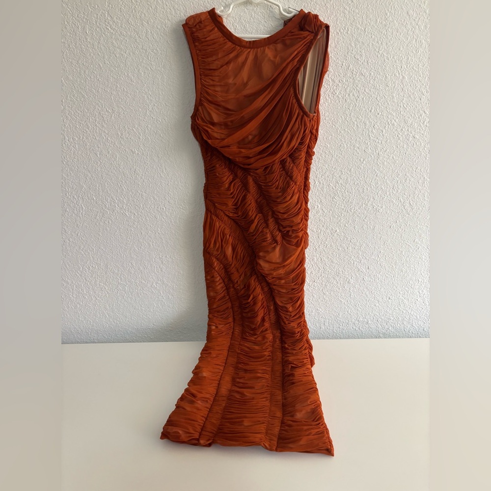 Herve Leger XS Burnt Orange Colored Dress